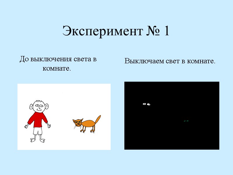 Эксперимент № 1  До выключения света в комнате.  Выключаем свет в комнате.